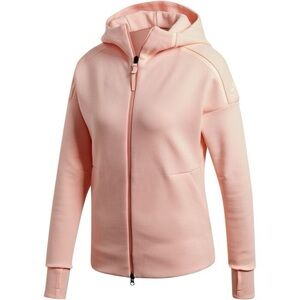 Adidas Women's Light Pink Full-Zip Hoodie